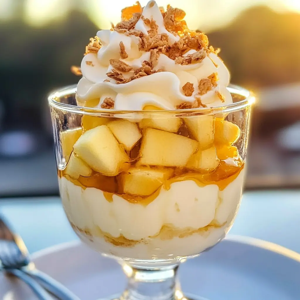 Ein himmlisches Vergnügen für die Augen und den Gaumen! Dieses Apfel-Schichtdessert kombiniert zarte Apfelstücke mit cremiger Mascarpone und knusprigen Keksbröseln. Ideal für ein schnelles Dessert oder als süßer Abschluss eines festlichen Abendessens. Jetzt pinnen und genießen!