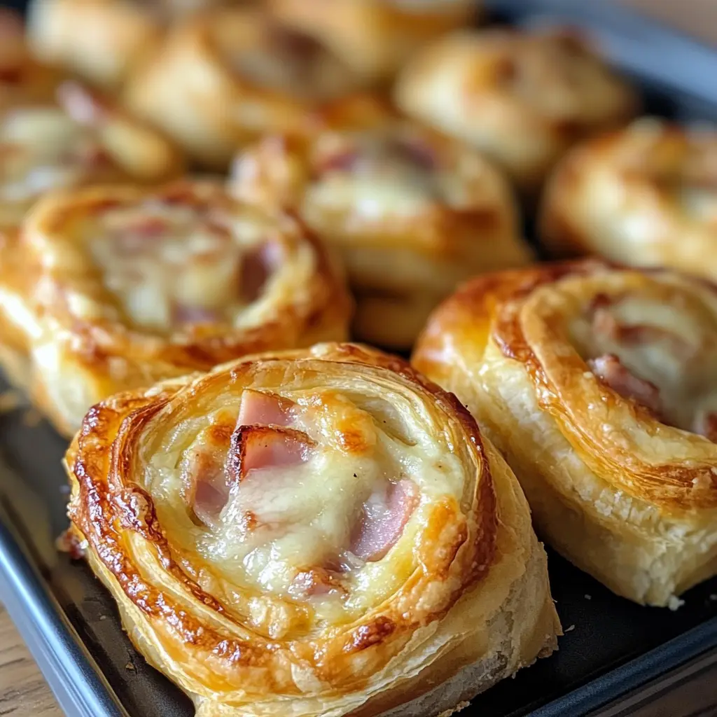 Herzhafte Blätterteigschnecken mit Schinken und Käse – ein Genuss für die Sinne! Zarter Blätterteig, gefüllt mit würzigem Schinken und schmelzendem Käse. Ideal für Partys oder gemütliche Snacks! Lass dir dieses Rezept nicht entgehen!