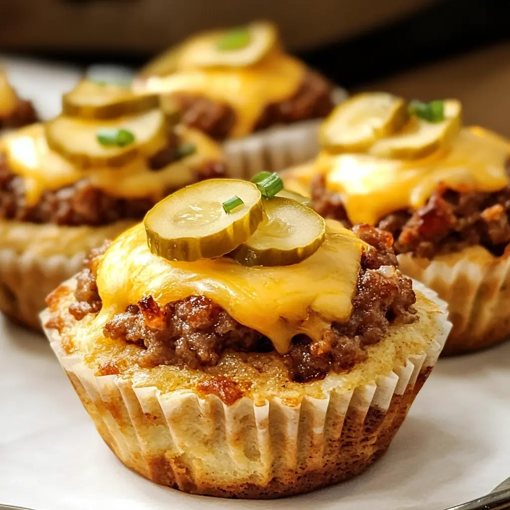 Köstliche Cheeseburger-Muffins – ein wahrer Genuss! Saftige Rinderhackbällchen, cremiger Käse und frische Kräuter vereinen sich in perfekter Harmonie. Ideal für den Snack zwischendurch oder als Hit auf der nächsten Party! 🍔✨