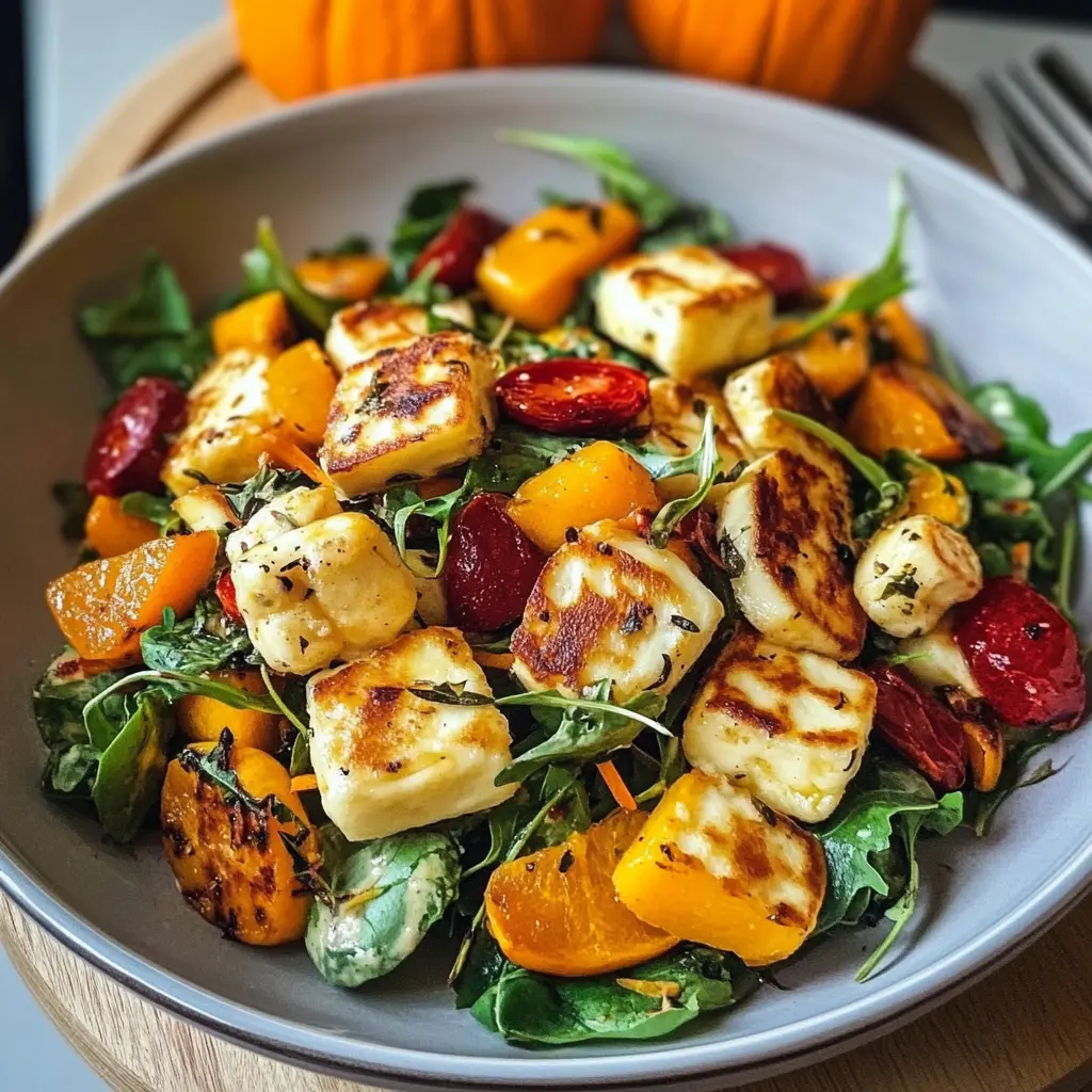 Ein herbstlicher Genuss für alle Sinnesfreunde! 🌟 Dieser frische Salat vereint würzigen Halloumi und süßen Kürbis zu einem farbenfrohen Geschmackserlebnis. Mit geröstetem Kürbis, knusprigem Halloumi und einem leichten Dressing bleibt dieser Salat immer im Gedächtnis. Ideal für ein gesundes Mittagessen oder als raffinierte Beilage zu festlichen Anlässen. 🍂🥗 Speicher dir dieses Rezept für den perfekten Herbstabend!