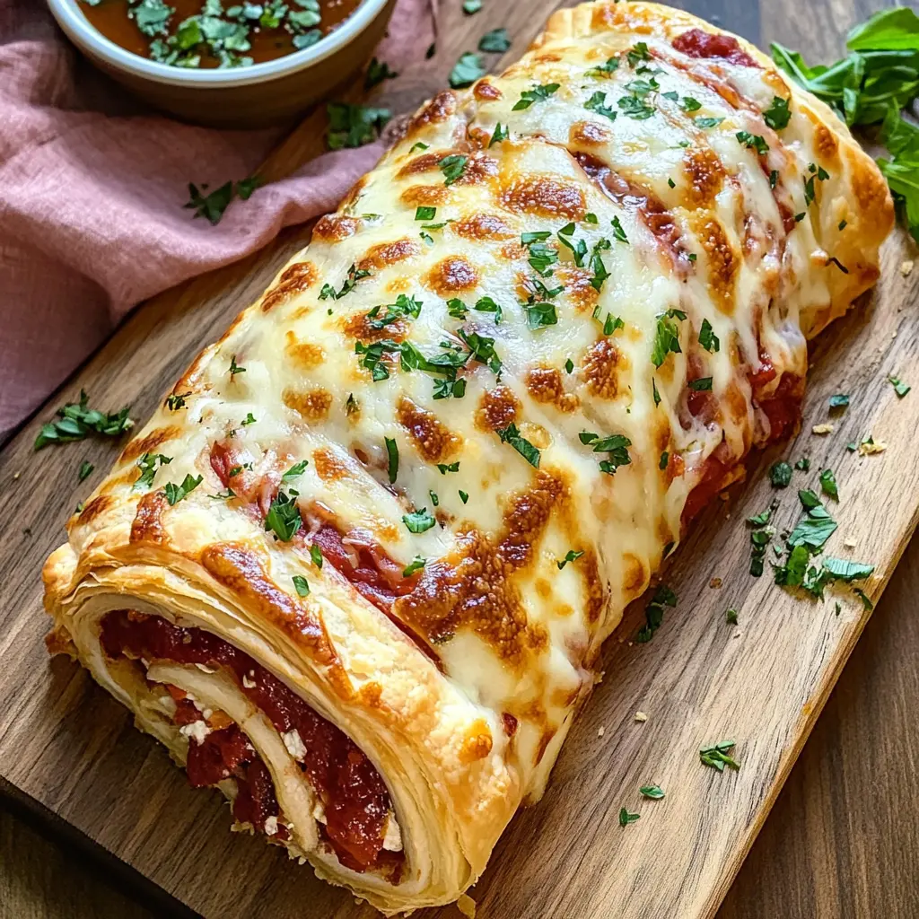 Herzhaftes Blätterteig-Stromboli – ein italienisches Fingerfood-Vergnügen! Stellen Sie sich zartes Blätterteig um würzige Füllungen wie Salami, Käse und Paprika vor. Ideal für eine Party oder einen gemütlichen Abend mit Freunden. Speichern und nachmachen!