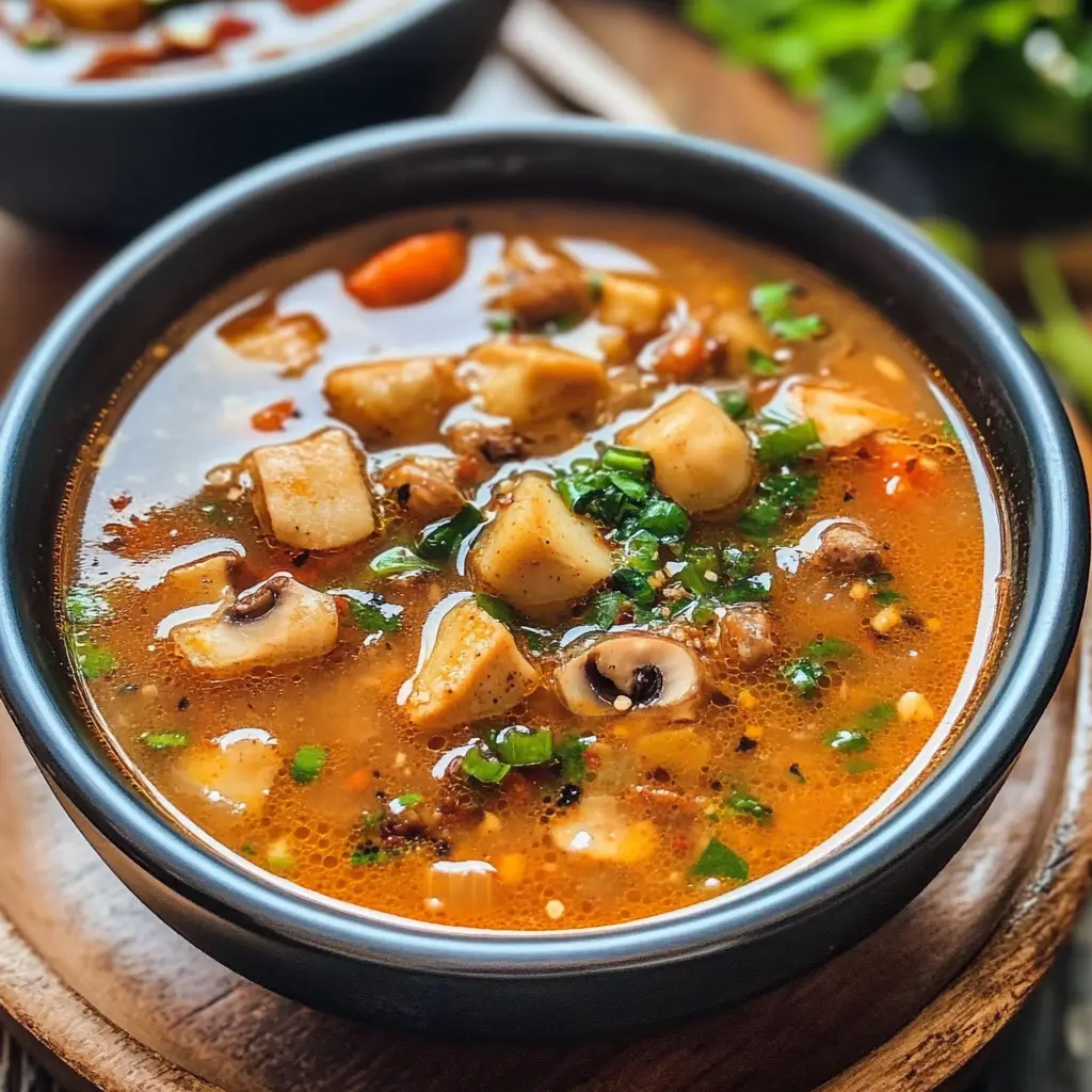 Ein Geschmackserlebnis aus Thailand! 🌶️ Die Tom Yam Gung Suppe ist eine vegane Variante der klassischen, würzigen Suppe – perfekt für alle, die es frisch und gesund lieben. Mit aromatischen Kräutern und knackigem Gemüse ist sie der perfekte Begleiter für ein leichtes Abendessen oder als Vorspeise bei einem festlichen Anlass. Lass dich von den exotischen Aromen verführen!