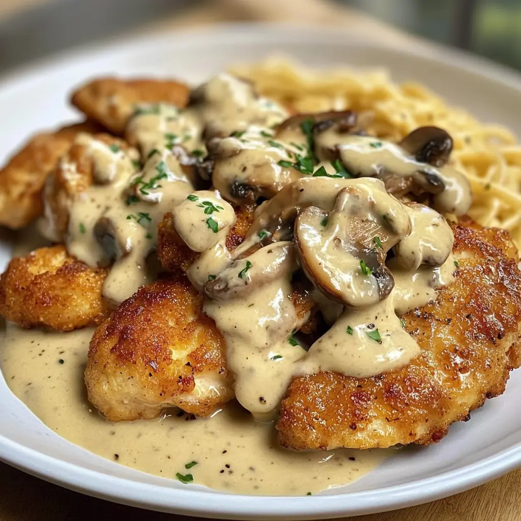 Ein cremiger Traum für jeden Feinschmecker! Zarte Hähnchenstreifen, begleitet von würzigen Champignons in einer köstlichen Rahmsauce. Ideal für ein schnelles, aber raffiniertes Abendessen – einfach unwiderstehlich!