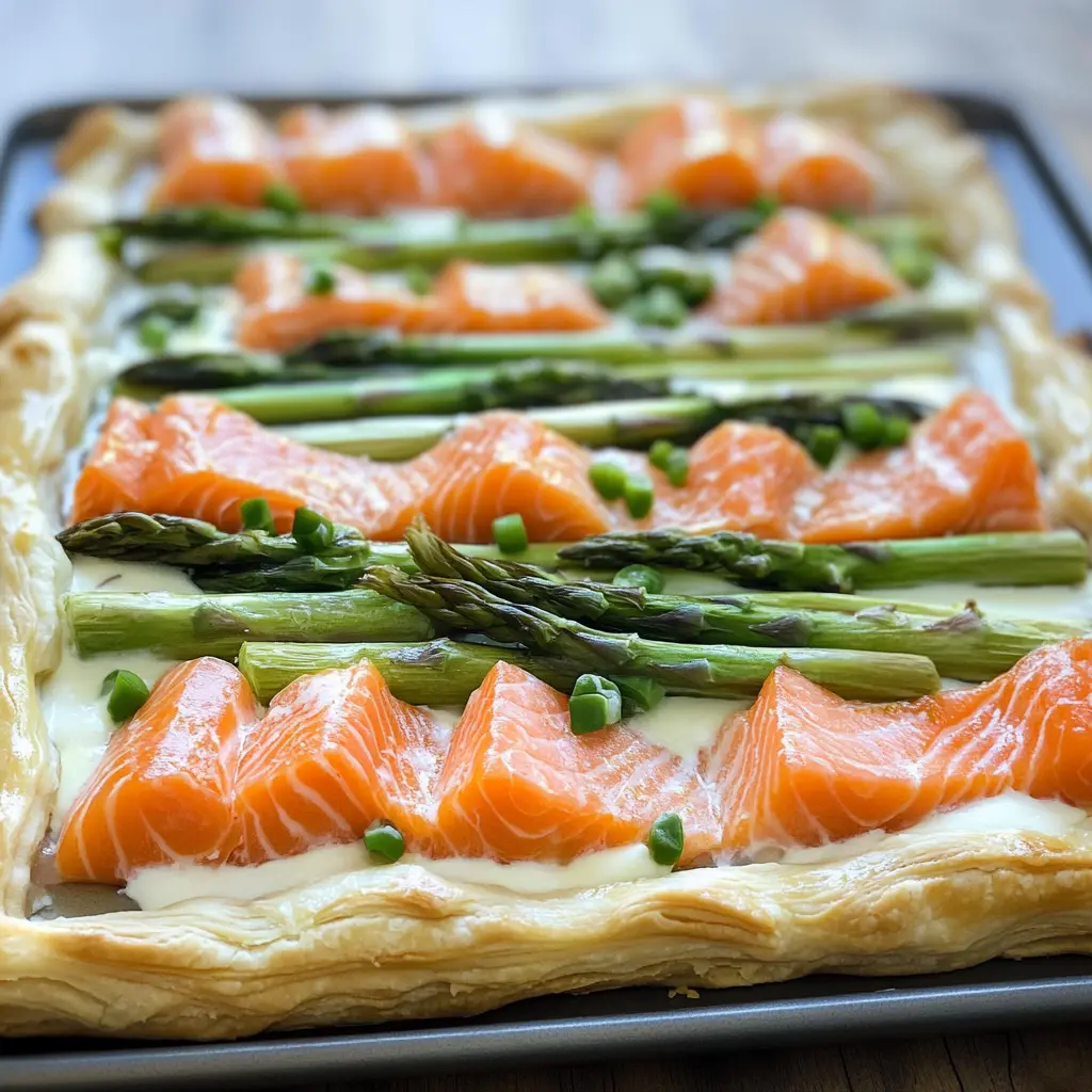 Ein frischer Genuss für den Gaumen! Diese köstliche Lachs-Spargel-Tarte mit knusprigem Blätterteig vereint zarten Lachs und knackigen Spargel. Ideal für ein schickes Abendessen oder ein Brunch mit Freunden – unbedingt merken!