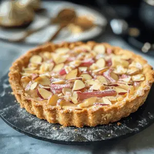 Fruchtige Rhabarber Tarte mit zartschmelzender Mandelcreme – ein süßer Traum für jeden Gaumen! Die Kombination aus frischem Rhabarber und nussiger Mandelcreme macht sie perfekt für nachmittäglichen Kaffeegenuss oder als festlichen Dessert-Hit. Unbedingt merken!