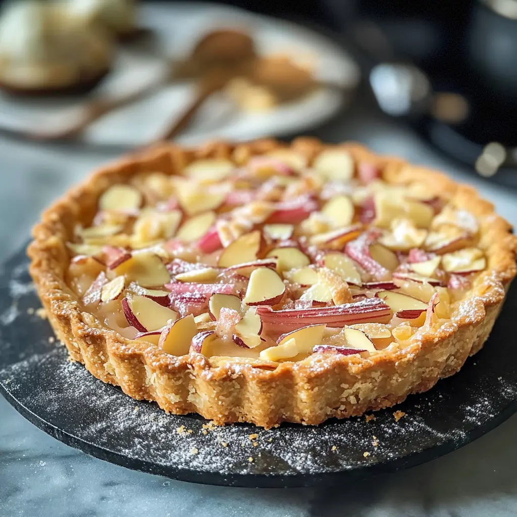 Fruchtige Rhabarber Tarte mit zartschmelzender Mandelcreme – ein süßer Traum für jeden Gaumen! Die Kombination aus frischem Rhabarber und nussiger Mandelcreme macht sie perfekt für nachmittäglichen Kaffeegenuss oder als festlichen Dessert-Hit. Unbedingt merken!
