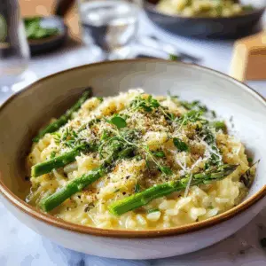 Ein cremiges Spargelrisotto – der Inbegriff des Frühlings auf dem Teller! Zarter Spargel trifft auf aromatischen Reis, sanft in Gemüsebrühe gegart. Ideal für ein besonderes Abendessen oder ein gemütliches Mittagessen mit Freunden. Lass dich von diesem Geschmackserlebnis verzaubern!